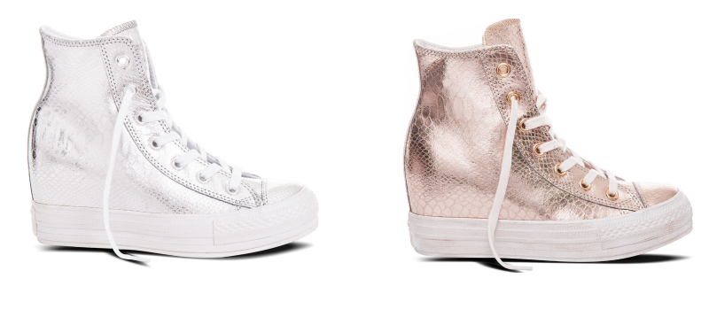 silver converse heels